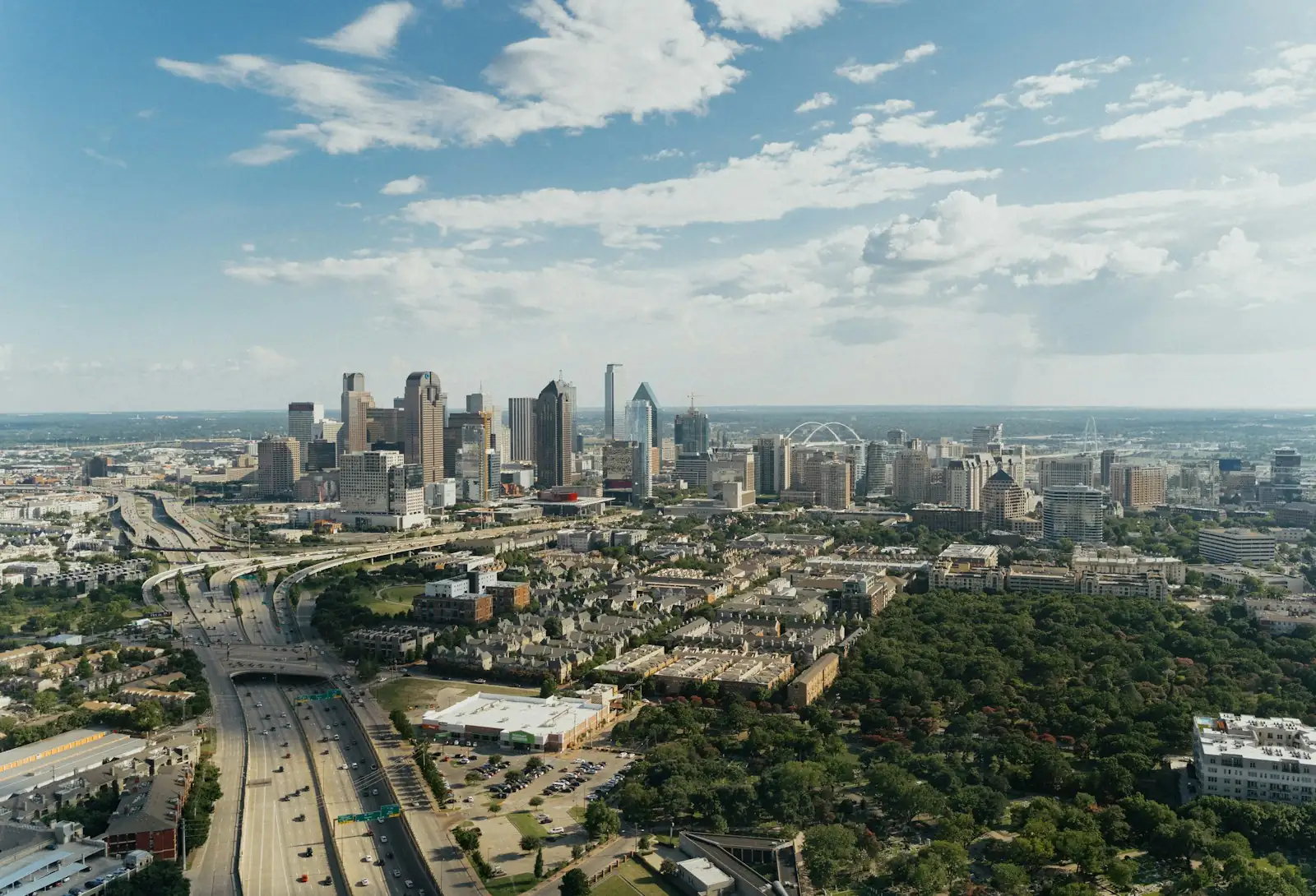Aerial view of the Dallas skyline